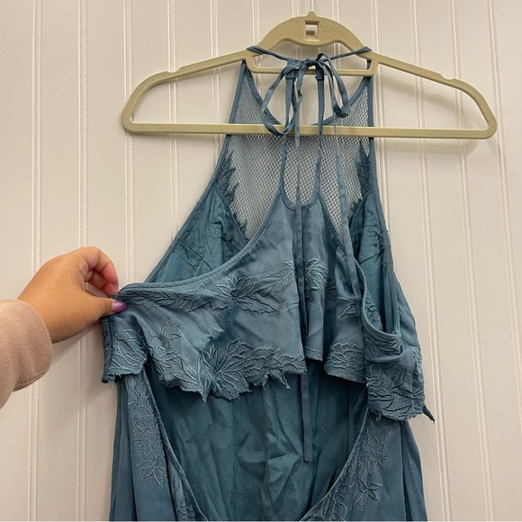 Free People Moonchild Embroidered Halter Maxi Dress Sz 12 - Picture 10 of 15